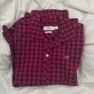 Vineyard Vines Classic Red and Navy Plaid Shirt